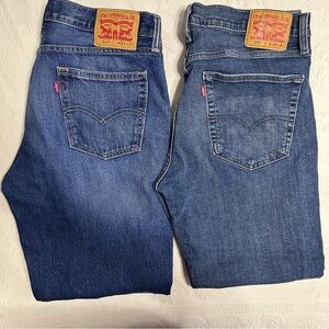 Levi's Men’s size 36 x 30 514 lot of 2 denim Jeans straight leg and stretchy